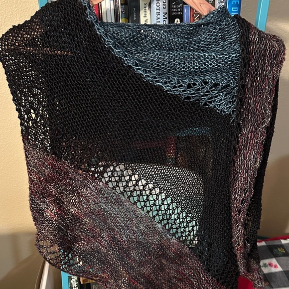 Moody Multicolor Witchy Large Hand knit Shawl - Picture 2 of 7